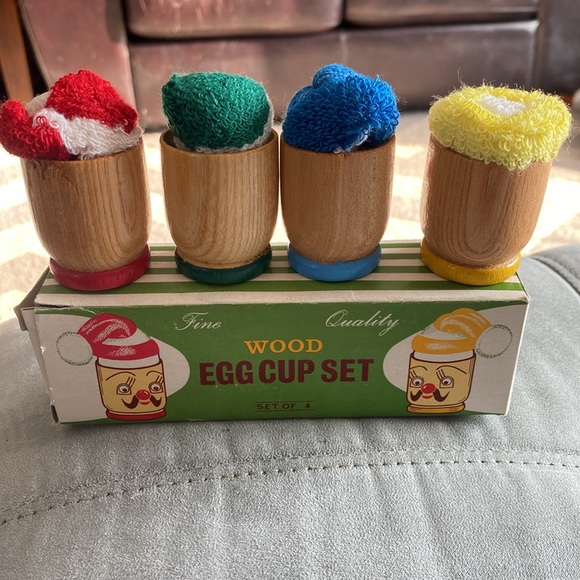 Vintage Wooden Egg Cups, Made in Japan - Picture 2 of 6